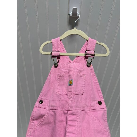 Carhartt Pink Canvas Overall Bibs Girl Toddler Size 4T - Picture 4 of 8